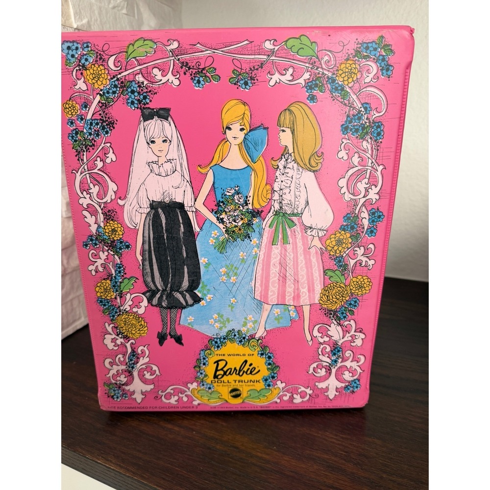 Vintage 1969 Mattel The World of Barbie Doll Trunk Pink Vinyl Case